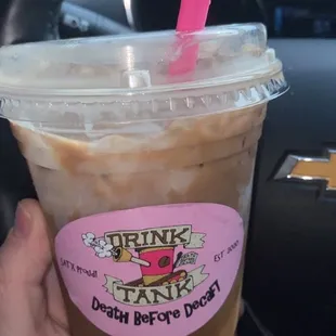 The dark Sherman ice coffee