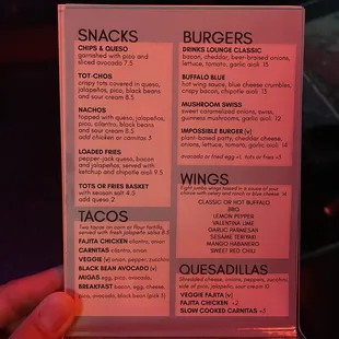 Menu as of March 2022 (TikTok - gillynova)