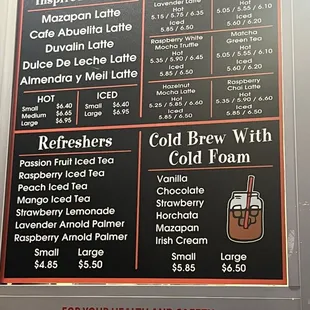 Specialty Drink Menu