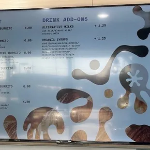 a menu for breakfast