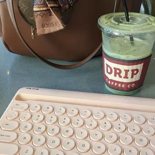 Matcha pistachio iced latte