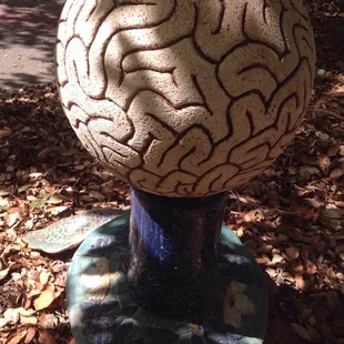 Base of cool statue outside Library