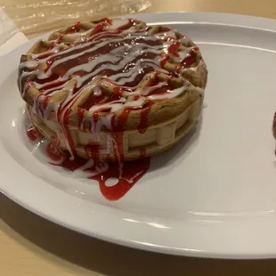 Cream cheese strawberry waffles.