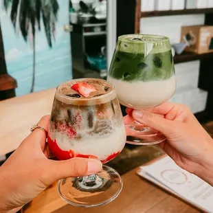 hojicha strawberry &amp; lavender matcha