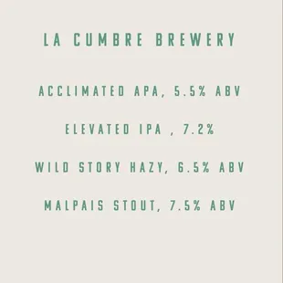 Menu hasn't been updated but they definitely carry their competition on tap.