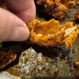This is a photo of just the &quot;breading&quot; so you can see it&apos;s very thin and DELICIOUS . . . Maybe makes you want to &quot;TASTE?&quot;