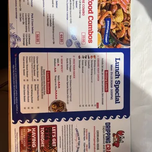 Front of menu