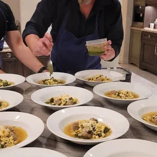 Chef Todd Griffith putting the finishing touches on Italian Wedding Soup.
