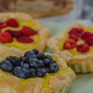 blueberries, raspberries, and lemon