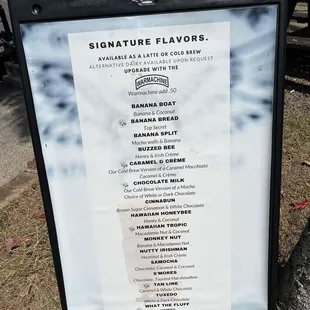 Prices are available online through the QR code, but not on the standing menu right outside