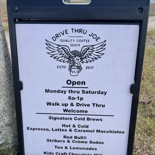 Hours of operation. They're off on Sundays!