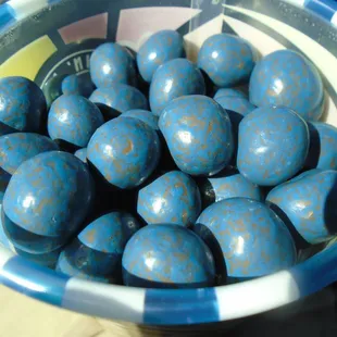 Rustic Blue chocolate covered blueberries, close-up.