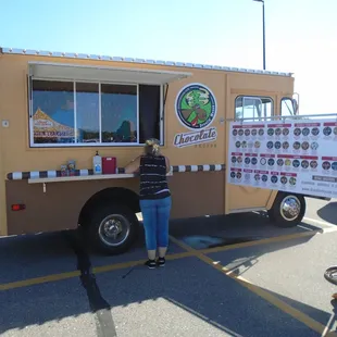Outside of the food truck.