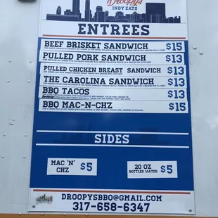 The menu