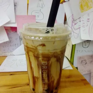 Large brown sugar boba tea (with less ice and 30% sugar)