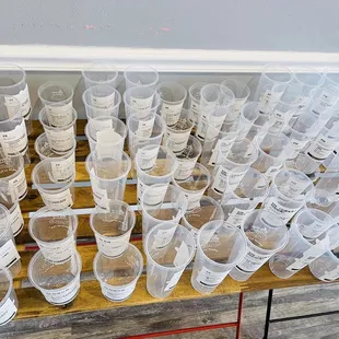 a lot of empty cups on a table