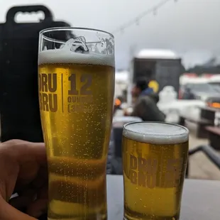 12 oz kölsch and 5 oz pilsner