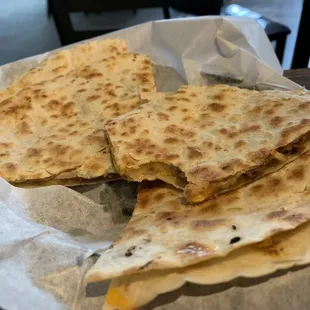 Steak quesadilla. It was a good size and tasted great, I couldn&apos;t wait until after the picture to try it