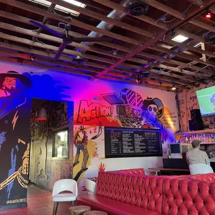 the interior of a bar