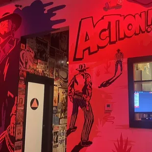 a man with a gun in a restaurant