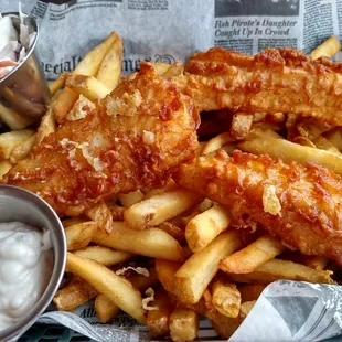 Small fish and chips. So yummy. Perfectly cooked.