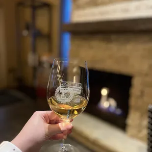 a person holding a glass of wine