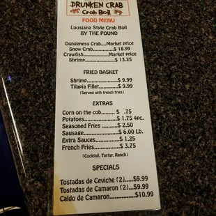 menu