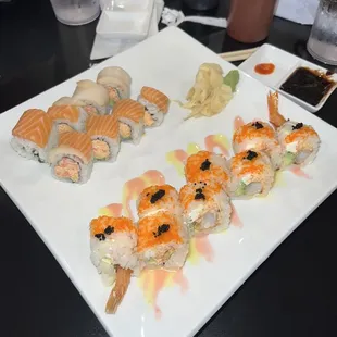 Rainbow Roll in the back and Halloween roll in the front