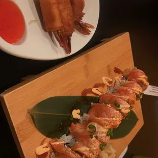 Shrimp Egg Roll and Fuyu roll