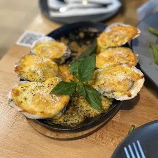 Grilled Oysters w/ Garlic Cheese