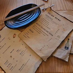 paper menus