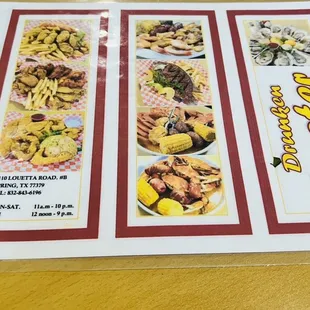 Front Side of the Menu
