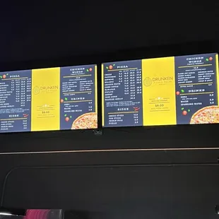 menus on the wall