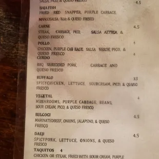 menu