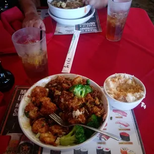 Seseme shrimp and pho.