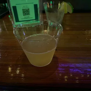 a drink in a plastic cup