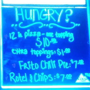 Their Basic menu. You come here for the entertainment not a dining experience.