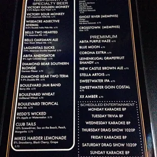 menu