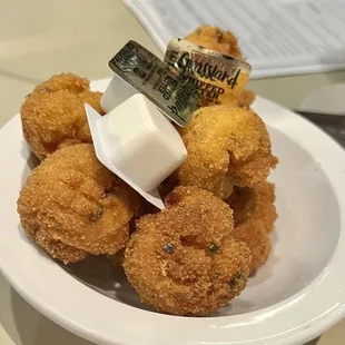 Complimentary hush puppies - this is the bread service, y'all!