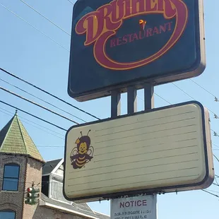 a sign for the restaurant