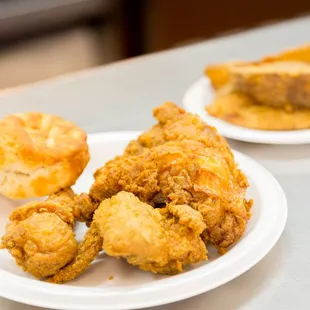 fried chicken and bread