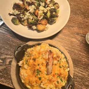 Seafood Mac 'n Cheese and brussel sprouts of the day