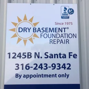 sign for dry basement repair