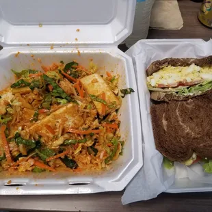 Bibimbap (mixed). Egg salad on rye.