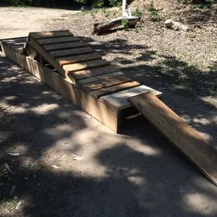Every now and then along the dirt path, there&apos;s wooden planks for dogs to run across. Cute!