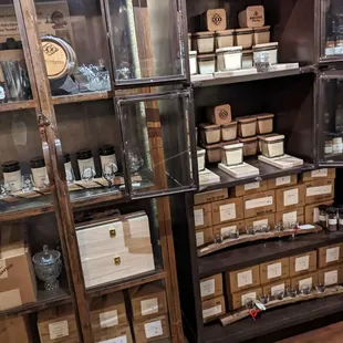 shelves of bottles and jars