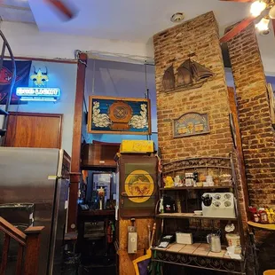 View from dining room table towards wall.