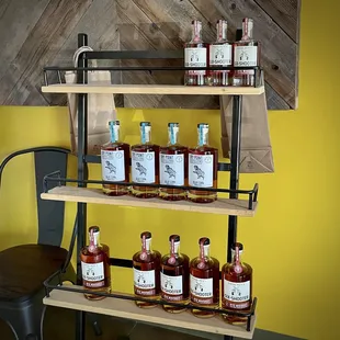 bottles of liquor on a shelf