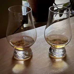 two glasses on a table