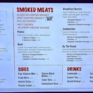menu